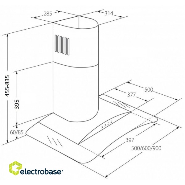 Chimney kitchen hood Akpo WK-4 Largo Eco 90 Wall-mounted Black image 2