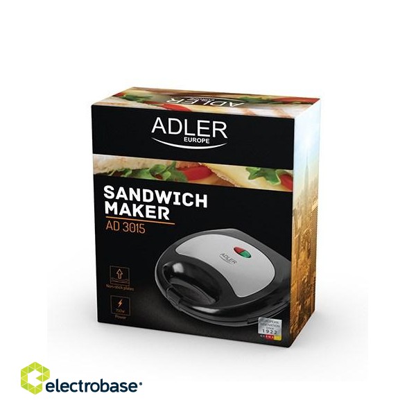 Adler AD 3015 sandwich maker 750 W Black, Silver paveikslėlis 6