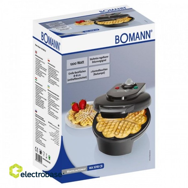 Bomann WA 5018 CB 1 waffle(s) 1200 W Black фото 5