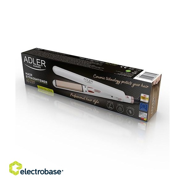 Adler AD 2317 hair styling tool Straightening iron Steam White 35 W фото 5