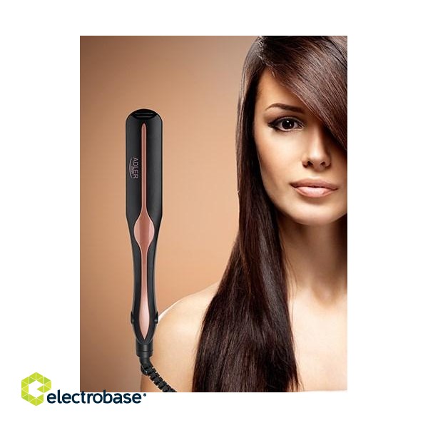 Adler AD 2318 hair styling tool Straightening iron Warm Black, Coral 120 W image 6
