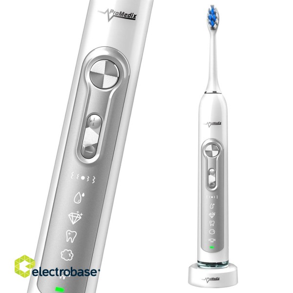 Toothbrush Promedix PR-750 W IPX7 black, travel case, 5 modes, timer, 3 power levels, 3 heads фото 2