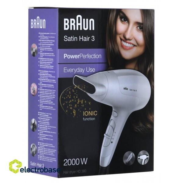 Braun Satin Hair 3 HD380 hair dryer 2000 W White image 9