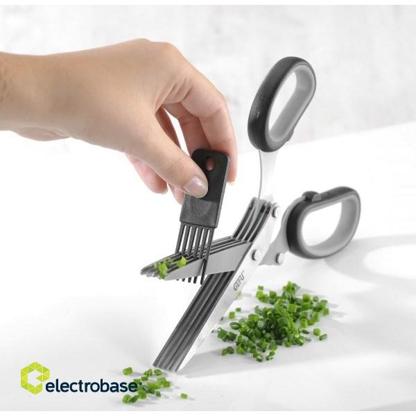 GEFU 12660 kitchen scissors 191 mm Black, Stainless steel Herb paveikslėlis 2