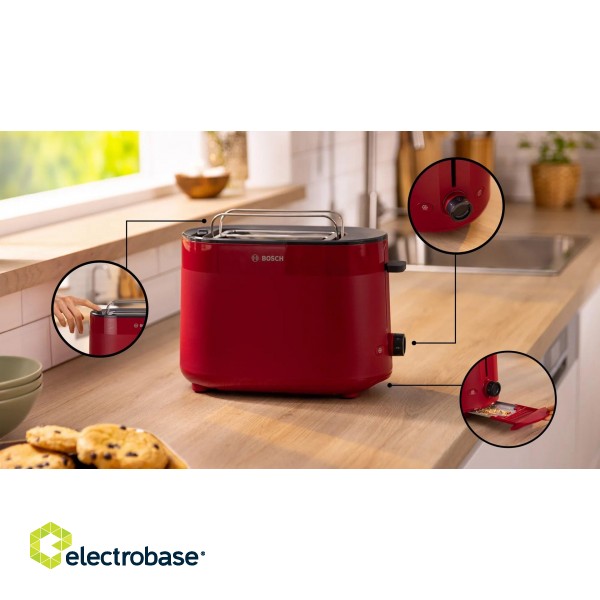 Bosch TAT2M124 toaster 6 2 slice(s) 950 W Red image 4