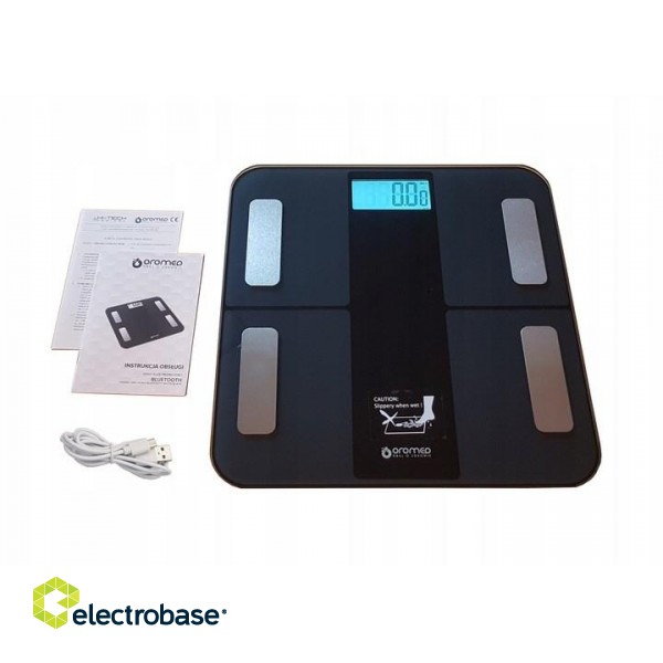 Oromed ORO-SCALE BLUETOOTH BLACK Electronic personal scale Square фото 2