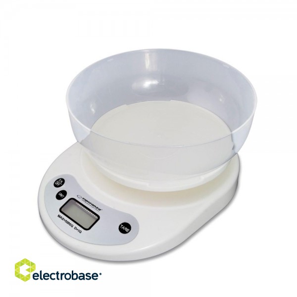 Esperanza EKS007 Kitchen scale with a bowl. White Electronic kitchen scale image 2