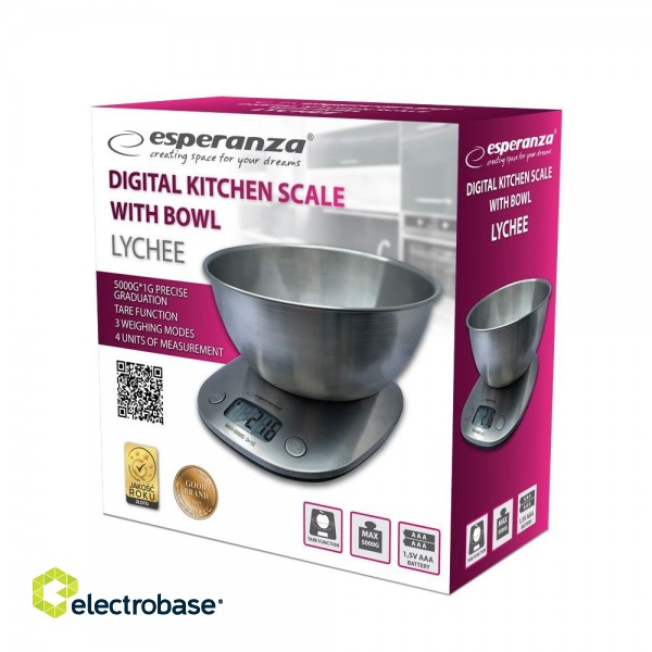 Esperanza EKS008 Electronic kitchen scale with a bowl paveikslėlis 2