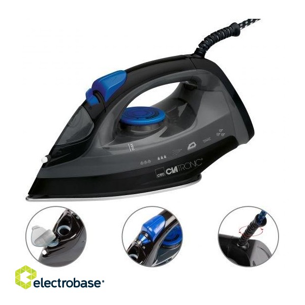 Clatronic DB 3703 iron Dry & Steam iron Stainless Steel soleplate 1800 W Black, Grey image 3