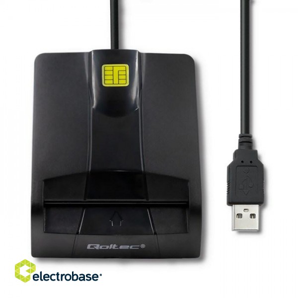 Qoltec 50634 Intelligent Smart ID chip card reader SCR-0634 | USB Type C paveikslėlis 5
