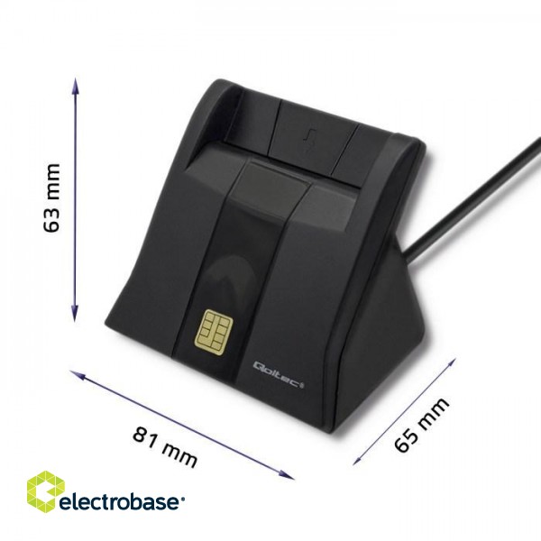Qoltec 50643 Smart chip ID card scanner|USB 2.0 | Plug&Play image 5