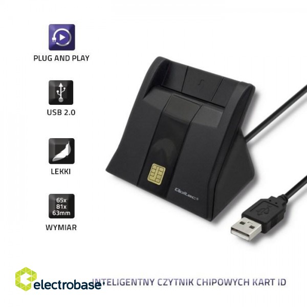 Qoltec 50643 Smart chip ID card scanner|USB 2.0 | Plug&Play image 6