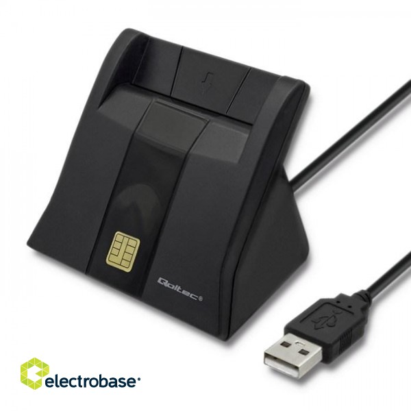 Qoltec 50643 Smart chip ID card scanner|USB 2.0 | Plug&Play image 2