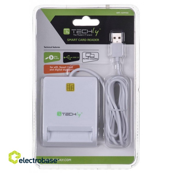 Techly Compact /Writer USB2.0 White I-CARD CAM-USB2TY smart card reader Indoor фото 3