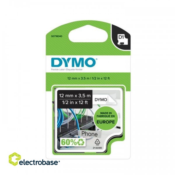 DYMO D1 Durable - Black on White - 12mm image 2