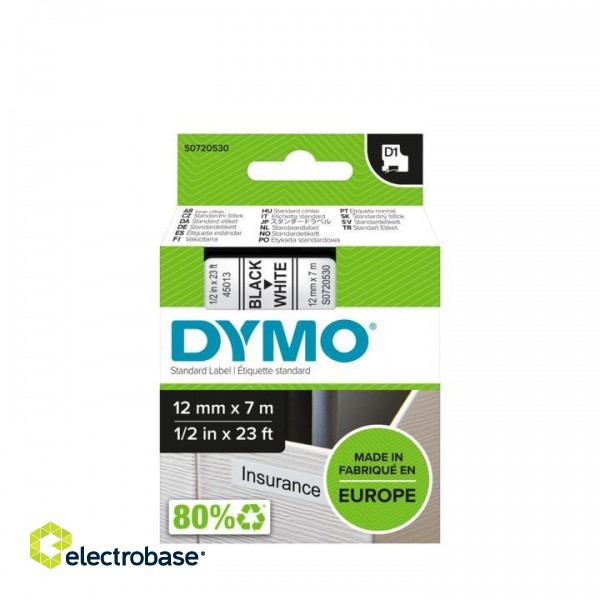 DYMO D1 Standard - Black on White - 12mm image 2