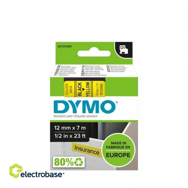 DYMO D1 Standard - Black on Yellow - 12mm image 2