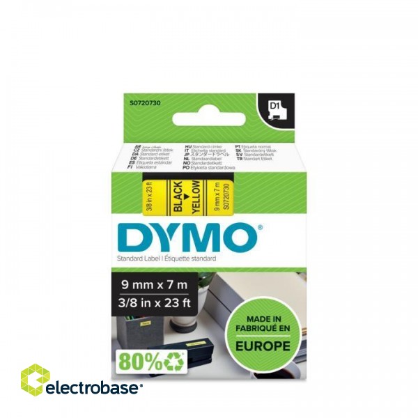 DYMO D1 Standard - Black on Yellow - 9mm image 2