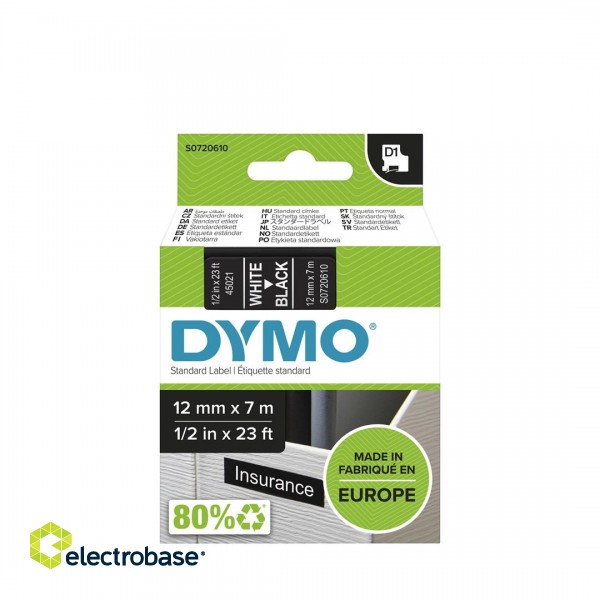 DYMO D1 Standard - White on Black - 12mm image 2