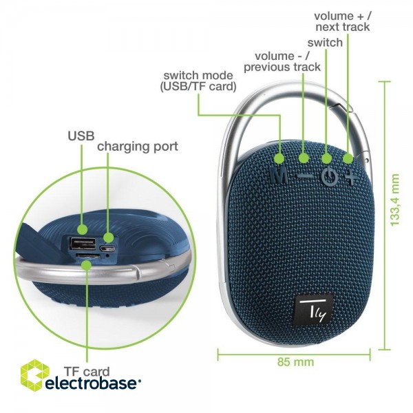 Techly ICASBL321BL portable speaker Mono portable speaker Blue 5 W фото 4