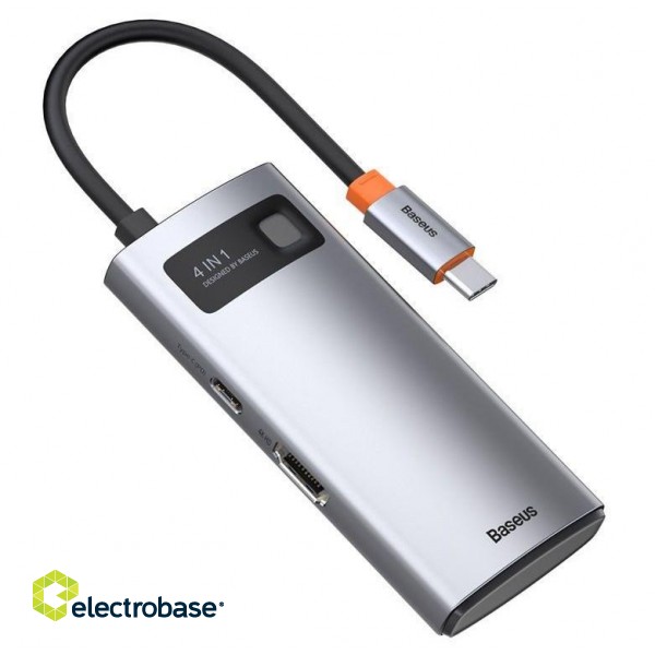 Baseus Metal Gleam Series 4-in-1 USB-C Hub mobile device dock station Tablet/Smartphone Silver