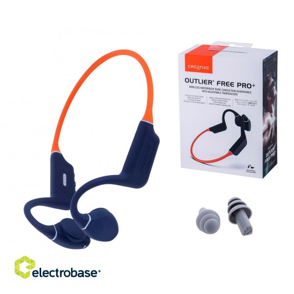 Bone conduction headphones CREATIVE OUTLIER FREE PRO+ wireless, waterproof Orange image 1
