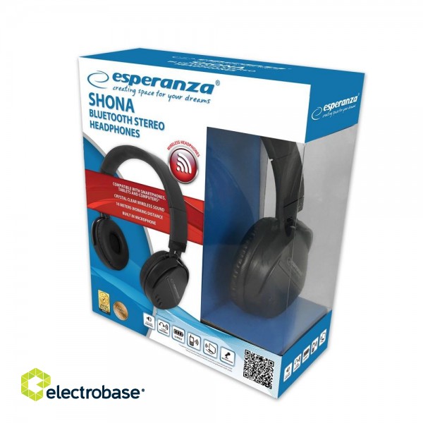 Esperanza EH217K Bluetooth headphones Headband, Black paveikslėlis 4
