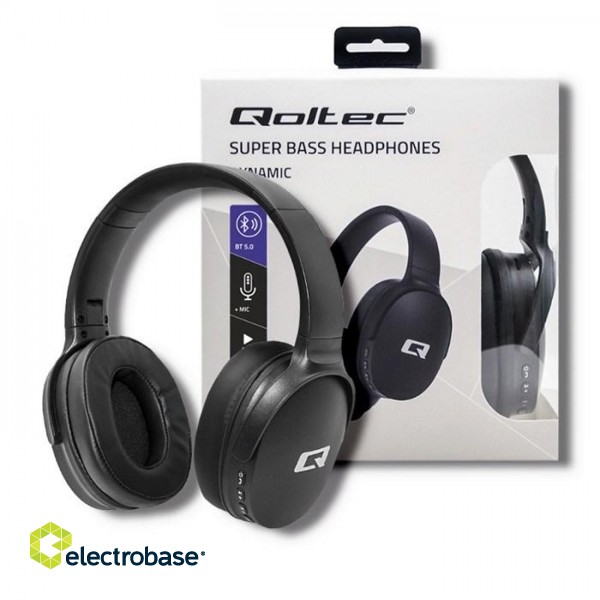 Qoltec 50851 Wireless Headphones with microphone Super Bass | Dynamic | BT | Black image 5