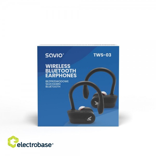 Savio TWS-03 Wireless Bluetooth Earphones, Black image 4
