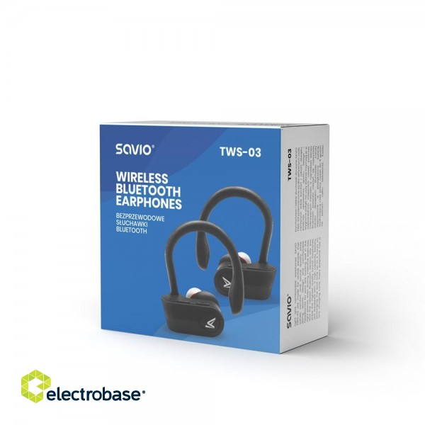 Savio TWS-03 Wireless Bluetooth Earphones, Black image 5