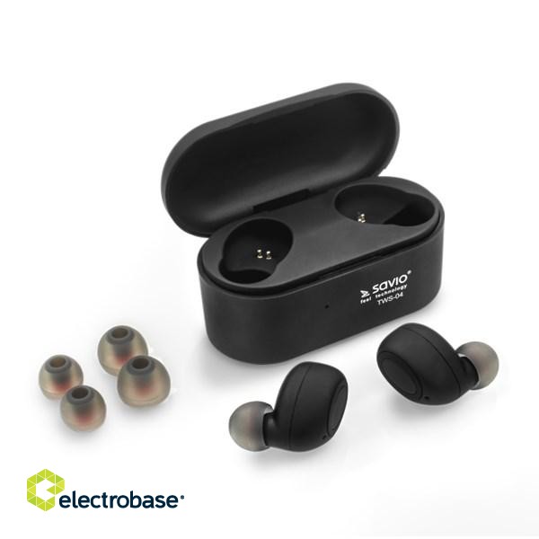 Savio TWS-04 Wireless Bluetooth Earphones Black,Graphite image 4