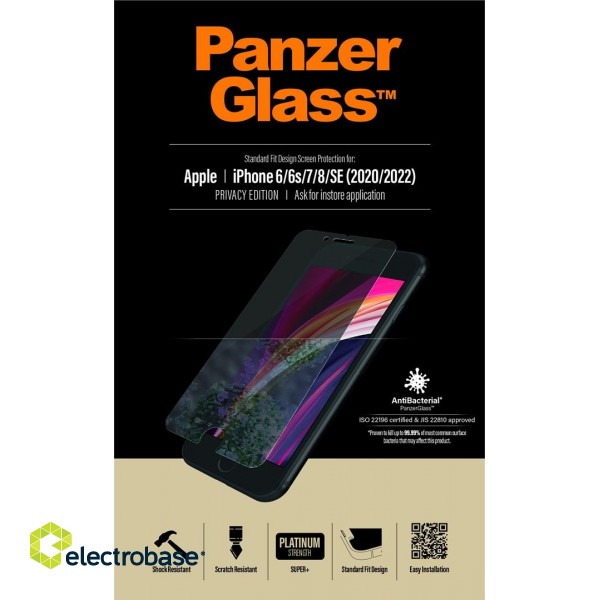 PanzerGlass ® Privacy Screen Protector Apple iPhone SE (2020/2022) | 8 | 7 | 6 | 6s | Standard Fit фото 9