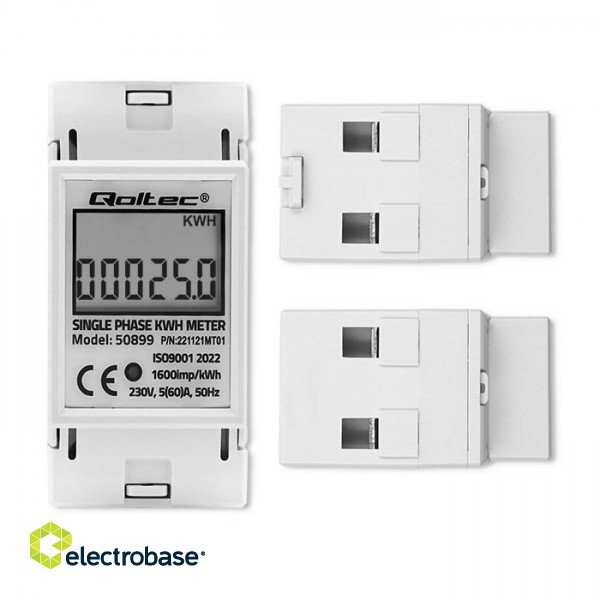 Qoltec 50899 Single phase electronic energy consumption meter | 230 V | LCD | 2P | DIN rail фото 6