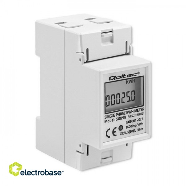 Qoltec 50899 Single phase electronic energy consumption meter | 230 V | LCD | 2P | DIN rail image 8