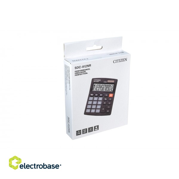 CITIZEN CALCULATOR OFFICE SDC-812NR, 12-DIGIT, 127X105MM, BLACK paveikslėlis 4