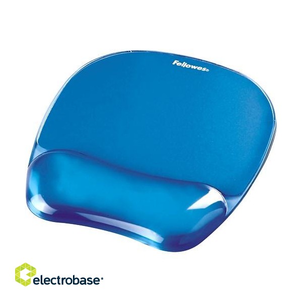 Fellowes Mouse Mat Wrist Support - Crystals Gel Mouse Pad with Non Slip Rubber Base - Ergonomic Mouse Mat for Computer, Laptop, Home Office Use - Compatible with Laser and Optical Mice - Blue image 1