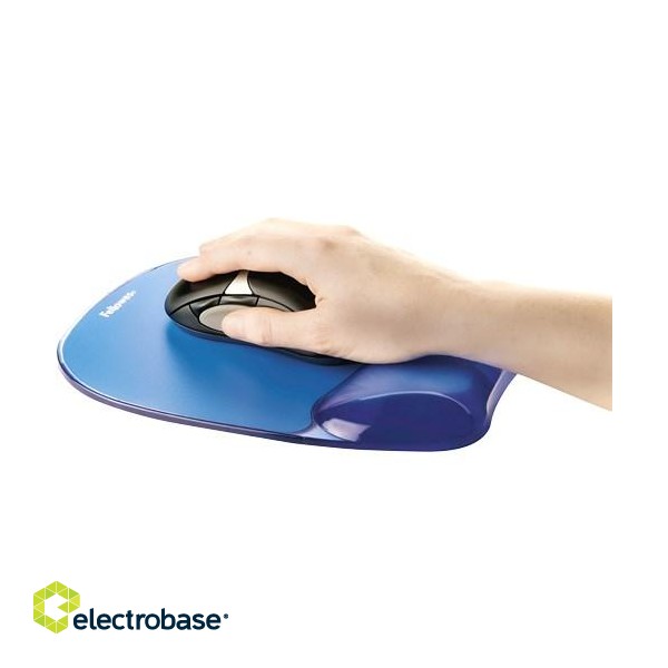 Fellowes Mouse Mat Wrist Support - Crystals Gel Mouse Pad with Non Slip Rubber Base - Ergonomic Mouse Mat for Computer, Laptop, Home Office Use - Compatible with Laser and Optical Mice - Blue image 2