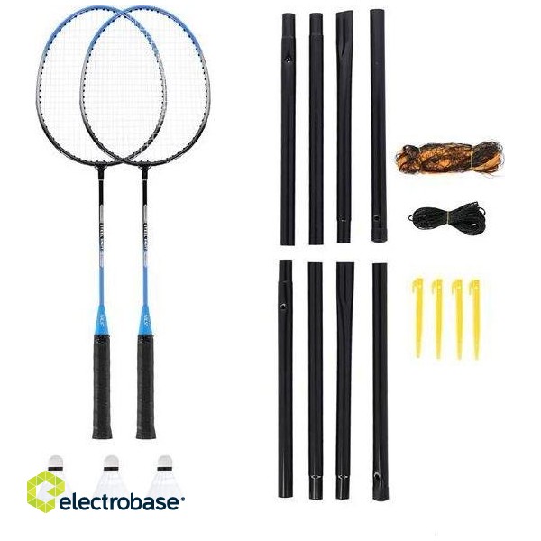 NILS NRZ012 STEEL badminton set 2 rackets + 3 shuttlecocks + 195x22cm net + case image 1