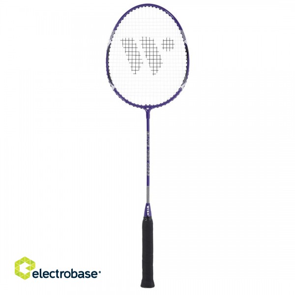 Wish Alumtec badminton racket set 4466 2 purple rackets + 3 shuttlecocks + net + lines image 2
