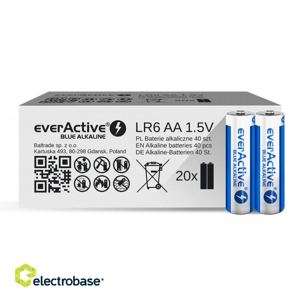 Alkaline batteries everActive Blue Alkaline LR5 AA  - carton box - 40 pieces, limited edition фото 2