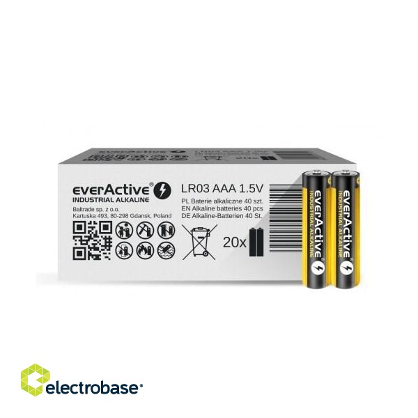 Alkaline batteries everActive Industrial Alkaline LR03 AAA  - carton box - 40 pieces image 2