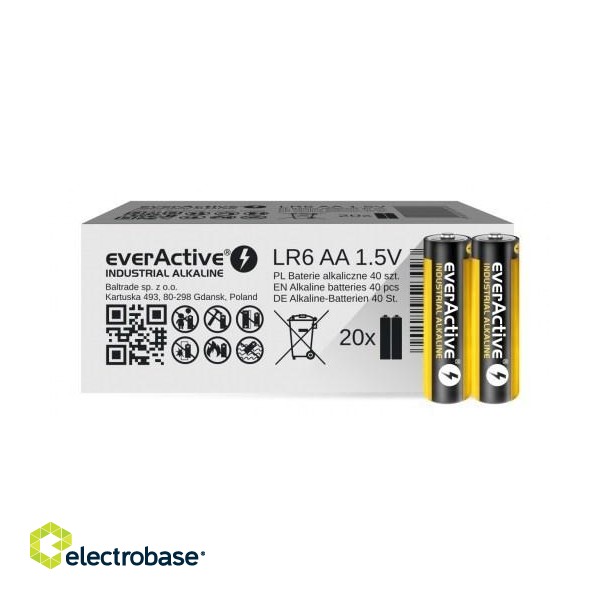 Alkaline batteries everActive Industrial Alkaline LR6 AA  - carton box 40 pcs image 2
