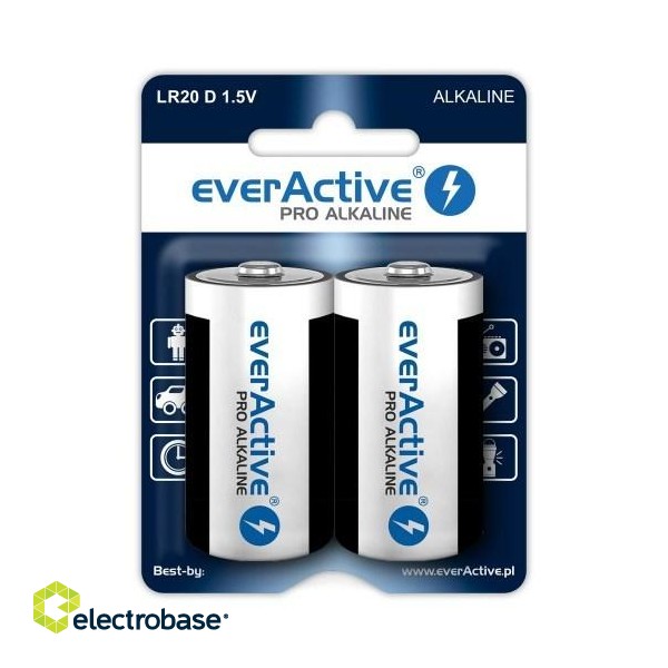 Alkaline batteries everActive Pro Alkaline LR20 D - blister card 2 pieces image 1