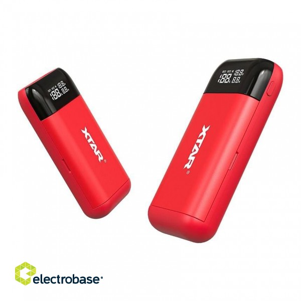 XTAR PB2S red battery charger / power bank to Li-ion 18650 / 20700 / 21700 paveikslėlis 2