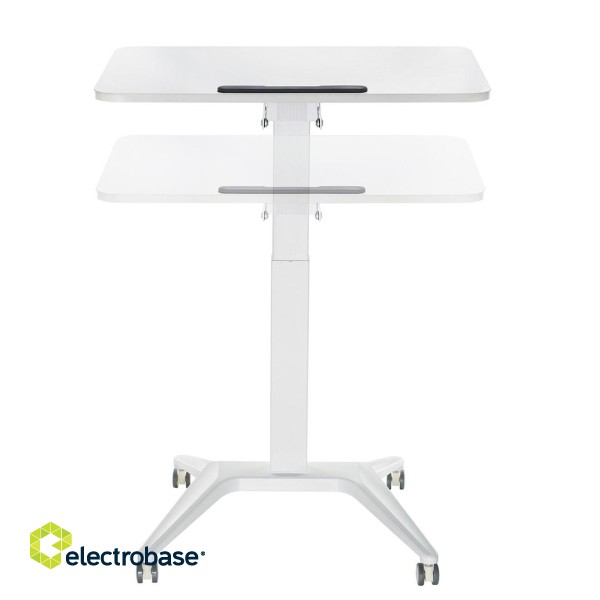 Maclean MC-453 W Mobile Laptop Desk with Pneumatic Height Adjustment, Laptop Table with Wheels, 80 x 52 cm, Max. 8 kg, Height Adjustable Max. 109 cm (White) image 3