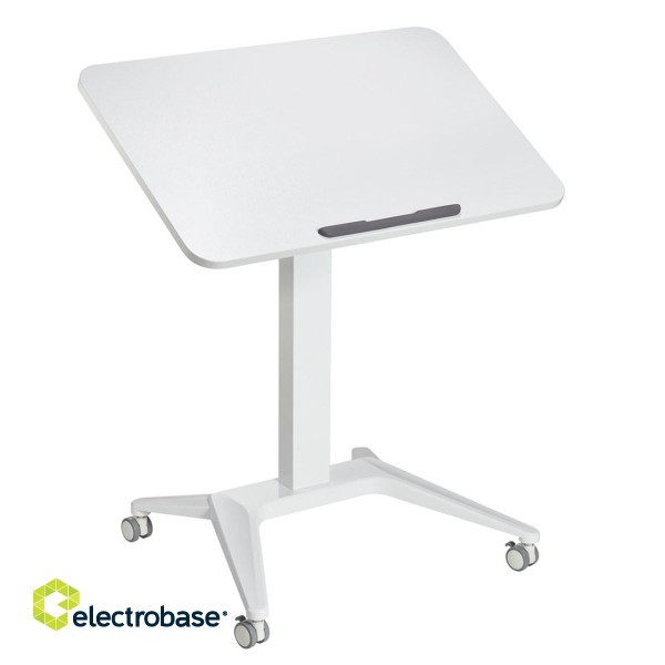Maclean MC-453 W Mobile Laptop Desk with Pneumatic Height Adjustment, Laptop Table with Wheels, 80 x 52 cm, Max. 8 kg, Height Adjustable Max. 109 cm (White) image 5