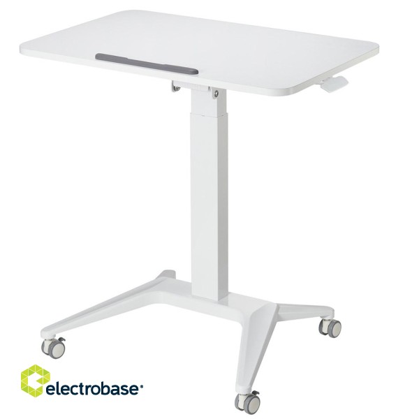 Maclean MC-453 W Mobile Laptop Desk with Pneumatic Height Adjustment, Laptop Table with Wheels, 80 x 52 cm, Max. 8 kg, Height Adjustable Max. 109 cm (White) image 10