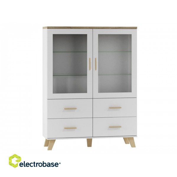 Cama display cabinet LOTTA 2D4D white + sonoma oak image 1