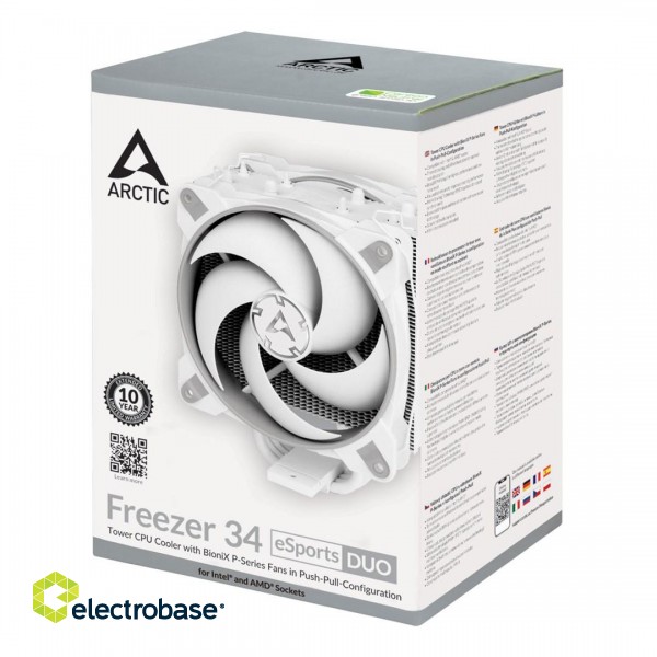 ARCTIC Freezer 34 eSports DUO - Tower CPU Cooler with BioniX P-Series Fans in Push-Pull-Configuration Processor 12 cm Grey, White 1 pc(s) image 10