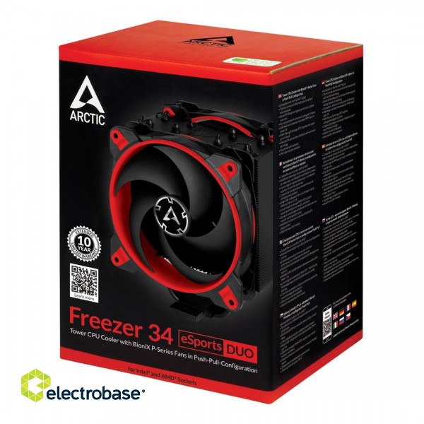 ARCTIC Freezer 34 eSports DUO (Rot) – Tower CPU Cooler with BioniX P-Series Fans in Push-Pull-Configuration image 9